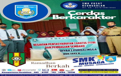 Implementasikan Pendidikan Karakter, SMK Musaga Tasyarufkan Zakatul Fitri dan Bagikan Sembako