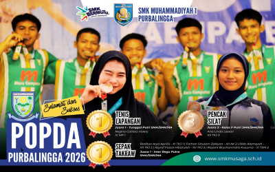 SMK Muhammadiyah 1 Purbalingga Kukuhkan Prestasi, Sabet 2 Medali Emas dan 1 Perunggu di POPDA Purbalingga 2026