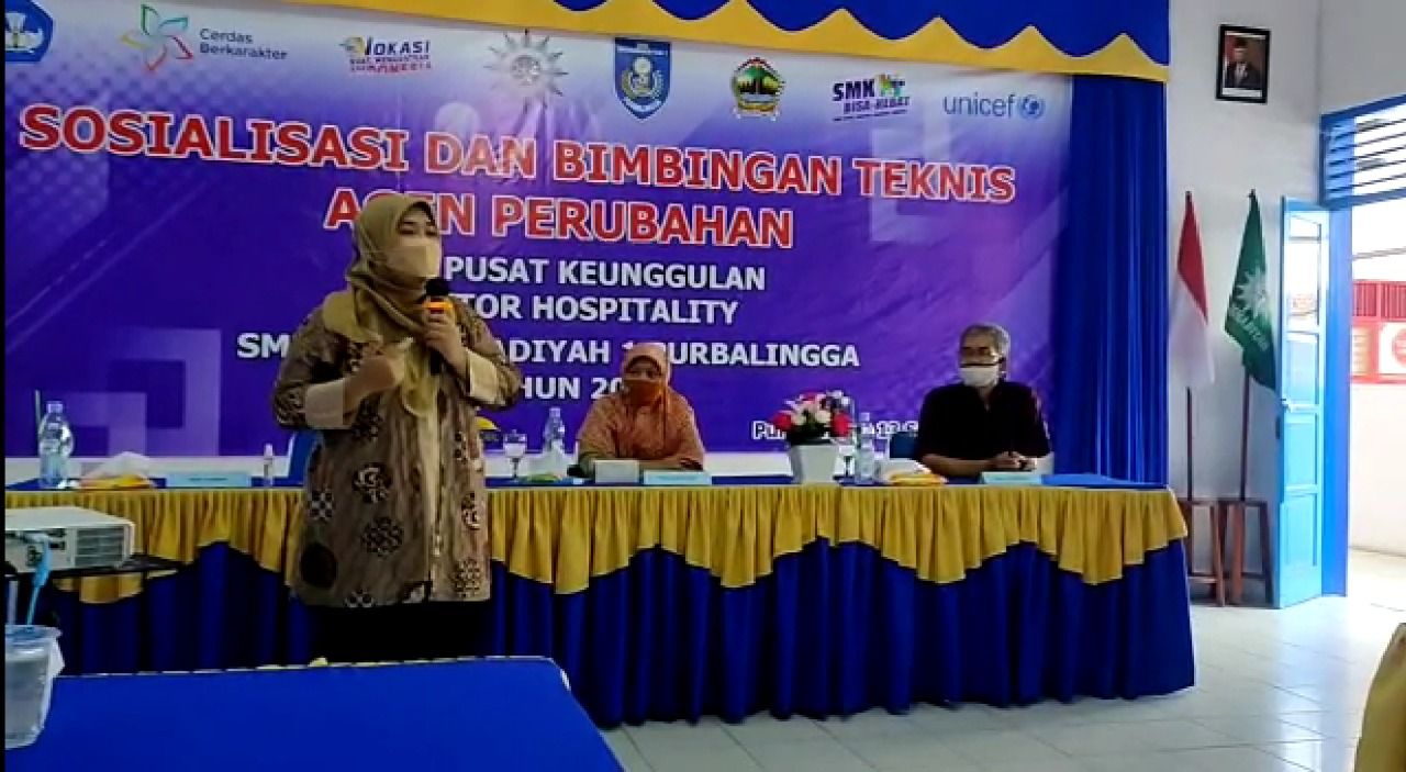 SMK Muhammadiyah 1 Purbalingga menggelar Sosialisasi & Bimbingan Teknis (Bimtek) Agen Perubahan SMK Pusat Keunggulan, Senin 13 September 2021. /PURBALINGGAKU/Bangkit Wismo